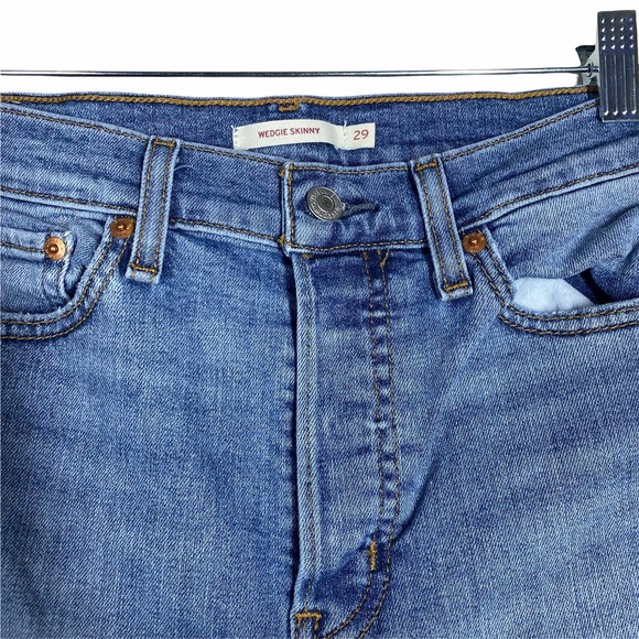 Levis Wedgie Skinny Medium Wash Distressed Jeans - Picture 3 of 8